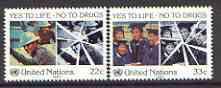 United Nations (NY) 1987 Anti drugs Campaign set of 2 unmounted mint, SG 506-07, stamps on , stamps on  stamps on drugs, stamps on 