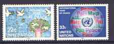 United Nations (NY) 1986 Int Peace Year set of 2 unmounted mint, SG 484-85*, stamps on united nations, stamps on peace