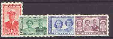 Swaziland 1947 KG6 Royal Visit set of 4 unmounted mint, SG 42-45, stamps on , stamps on  stamps on royalty, stamps on  stamps on royal visit, stamps on  stamps on  kg6 , stamps on  stamps on 