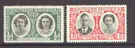 Southern Rhodesia 1947 Royal Visit set of 2 unmounted mint, SG 62-63*, stamps on , stamps on  stamps on royalty, stamps on  stamps on royal visit, stamps on  stamps on  kg6 , stamps on  stamps on 