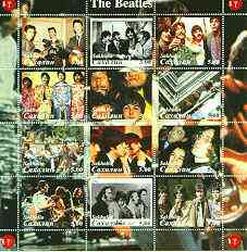 Sakhalin Isle 2000 The Beatles perf sheetlet containing complete set of 12 values unmounted mint, stamps on music, stamps on pops, stamps on entertainments, stamps on beatles, stamps on guitar