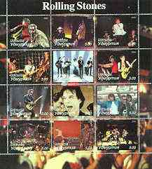 Udmurtia Republic 2000 The Rolling Stones perf sheetlet containing complete set of 12 values unmounted mint, stamps on , stamps on  stamps on music, stamps on  stamps on pops, stamps on  stamps on entertainments, stamps on  stamps on guitar