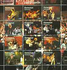 Kalmikia Republic 2000 Led Zeppelin perf sheetlet containing complete set of 12 values unmounted mint, stamps on , stamps on  stamps on music, stamps on pops, stamps on entertainments, stamps on  stamps on guitar