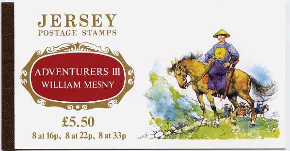 Booklet - Jersey 1992 Jersey Adventures (3rd series) prestige £5.50 booklet complete, SG B44, stamps on horses, stamps on personalities