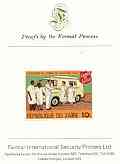 Zaire 1980 Mobile Dispensary 10k (from Salvatrion Army set) imperf proof mounted on Format International proof card, stamps on salvation army, stamps on medical