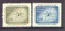United Nations (NY) 1958 Int Atomic Energy Agency set of 2 unmounted mint, SG 59-60*, stamps on united nations, stamps on atomics, stamps on nuclear, stamps on energy