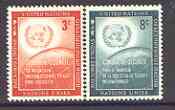 United Nations (NY) 1957 UN Security Council set of 2 unmounted mint SG 55-56, stamps on , stamps on  stamps on united nations, stamps on globes