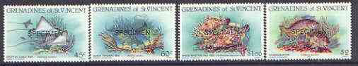 St Vincent - Grenadines 1984 Reef Fishes set of 4 opt'd SPECIMEN unmounted mint, as SG 287-90, stamps on fish, stamps on marine life