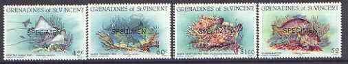 St Vincent - Grenadines 1984 Reef Fishes set of 4 opt'd SPECIMEN unmounted mint, as SG 287-90, stamps on , stamps on  stamps on fish, stamps on marine life