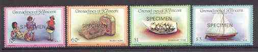St Vincent - Grenadines 1986 Handicrafts set of 4 optd SPECIMEN unmounted mint, as SG 464-7, stamps on crafts, stamps on dolls