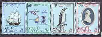 Falkland Islands Dependencies - South Georgia 1979 Bicentenary of Captain Cook set of 4 unmounted mint, SG 70-73, stamps on ships, stamps on explorers, stamps on cook, stamps on penguins, stamps on maps, stamps on wedgwood