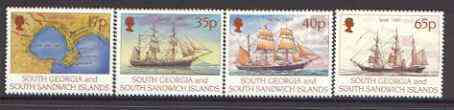 Falkland Islands Dependencies - South Georgia 1994 Centenary of Larson's Voyage set of 4 unmounted mint, SG 251-54*, stamps on , stamps on  stamps on polar, stamps on ships, stamps on maps