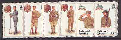 Falkland Islands 1992 Defence Force & West Yorks Regiment set of 6 unmounted mint, SG 665-70*, stamps on , stamps on  stamps on militaria