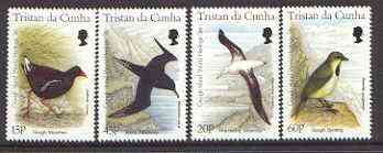 Tristan da Cunha 1996 Gough Island Birds set of 4 unmounted mint, SG 602-05*, stamps on , stamps on  stamps on birds, stamps on  stamps on albatros, stamps on  stamps on finch, stamps on  stamps on moorhen