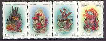 Nevis 1986 Corals (2nd series) set of 4 optd SPECIMEN, as SG 423-6* unmounted mint, stamps on coral, stamps on marine life, stamps on fish