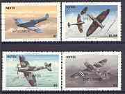 Nevis 1986 Spitfire set of 4 optd SPECIMEN unmounted mint, as SG 372-75*  , stamps on aviation, stamps on  ww2 , stamps on  raf , stamps on spitfire