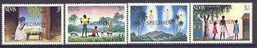 Nevis 1983 Christmas set of 4 optd SPECIMEN unmounted mint, as SG 127-30*, stamps on christmas, stamps on angels, stamps on bethlehem