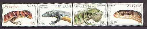 St Lucia 1984 Endangered Wildlife set of 4 opt'd SPECIMEN unmounted mint, as SG 711-14*, stamps on animals, stamps on snakes, stamps on reptiles, stamps on snake, stamps on snakes, stamps on 