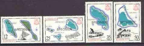 Kiribati 1983 Island Maps #2 set of 4 opt'd SPECIMEN, as SG 201-04 unmounted mint*, stamps on maps, stamps on fishing
