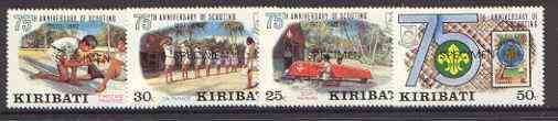 Kiribati 1982 75th Anniversary of Scouting set of 4 vals, opt'd SPECIMEN, as SG 189-92 unmounted mint*, stamps on , stamps on  stamps on scouts, stamps on first aid