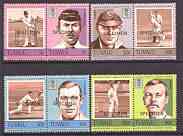 Tuvalu 1984 Cricketers (Leaders of the World) set of 8 opt'd SPECIMEN, as SG 281-88* unmounted mint, stamps on sport, stamps on cricket