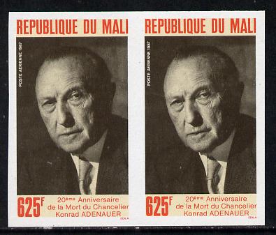 Mali 1987 Adenauer SG 1120 in superb IMPERF pair from limited printing unmounted mint, stamps on , stamps on  stamps on personalities, stamps on  stamps on nato
