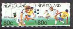 New Zealand 1991 Centenary of NZ Football Association set of 2 in se-tenant horiz pair unmounted mint SG 1587a, stamps on football, stamps on sport