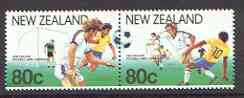 New Zealand 1991 Centenary of NZ Football Association set of 2 in se-tenant horiz pair unmounted mint SG 1587a, stamps on , stamps on  stamps on football, stamps on  stamps on sport