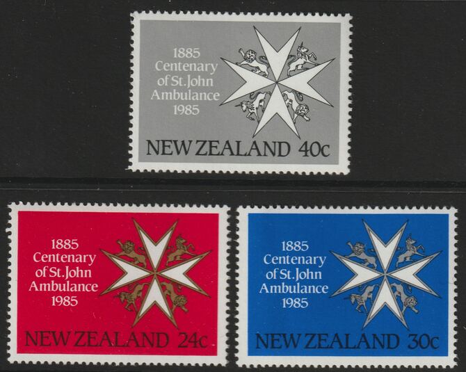 New Zealand 1986 Centenary of St John's Ambulance in NZ set of 3 unmounted mint SG 1357-59, stamps on medical, stamps on st john's
