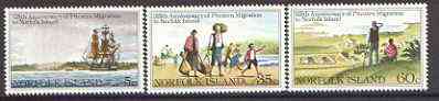 Norfolk Island 1981 125th Anniversary of Pitcairn Islanders' migration to Norfolk Islands set of 3 unmounted mint SG 258-60, stamps on , stamps on  stamps on ships