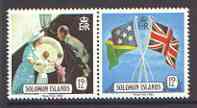 Solomon Islands 1982 Royal Visit se-tenant pair, fine unmounted mint SG 471-72, stamps on , stamps on  stamps on royalty, stamps on  stamps on visits, stamps on  stamps on flags