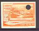Peru 1937 pictorial of Las Palmas Aerodrome, Lima 1.50s imperf colour trial in orange with Waterlow & Son security punch hole as SG 633, stamps on , stamps on  stamps on aviation