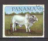 Panama 1967 white bull (Zebu) 13c fine used, from Domestic Animals set of 8, SG 941 (tete-beche pairs price x 2), stamps on animals, stamps on bovine