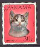 Panama 1967 Cat 30c  fine used, from Domestic Animals set of 8, SG 942 (tete-beche pairs price x 2), stamps on animals, stamps on cats