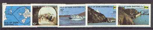 Guernsey-Sark 1980 set of 5 Carriage labels, fine unmounted mint (Rosen SS 4-8), stamps on ships, stamps on maps