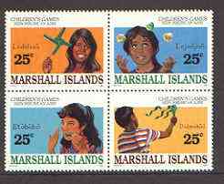 Marshall Islands 1990 Children's Games set of four in se-tenant block of 4 unmounted mint SG 309a, stamps on , stamps on  stamps on children