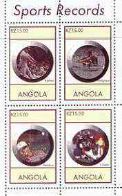 Angola 2000 Sports Records perf sheetlet containing 4 values (Ripken, Redgrave, Nicklaus & T Davis) unmounted mint, stamps on , stamps on  stamps on sport, stamps on baseball, stamps on rowing, stamps on golf, stamps on american football