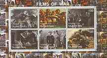 Tadjikistan 2000 The Cinema (Films of War) perf sheetlet containing set of 6 values unmounted mint, stamps on , stamps on  stamps on cinema, stamps on films, stamps on ww2, stamps on  ww1 , stamps on entertainments, stamps on  stamps on  ww2 , stamps on  stamps on 