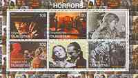 Tadjikistan 2000 The Cinema (Horror Films) perf sheetlet containing set of 6 values unmounted mint, stamps on cinema, stamps on films, stamps on entertainments, stamps on horror