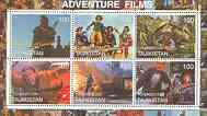 Tadjikistan 2000 The Cinema (Adventure Films) perf sheetlet containing set of 6 values unmounted mint, stamps on , stamps on  stamps on cinema, stamps on films, stamps on entertainments