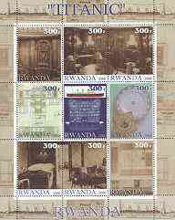 Rwanda 2000 Titanic perf sheetlet containing set of 9 values unmounted mint, stamps on , stamps on  stamps on ships, stamps on films, stamps on cimnema, stamps on disasters, stamps on shipwrecks