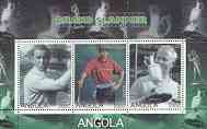Angola 2000 Grand Slammer #2 (Tiger Woods, Nicklaus & Sarazen) perf sheetlet containing set of 3 values unmounted mint, stamps on sport, stamps on golf, stamps on 