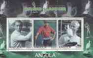 Angola 2000 Grand Slammer #2 (Tiger Woods, Nicklaus & Sarazen) perf sheetlet containing set of 3 values unmounted mint, stamps on , stamps on  stamps on sport, stamps on golf, stamps on 