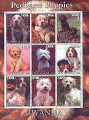 Rwanda 2000 Pedigree Puppies perf sheetlet containing set of 9 values unmounted mint, stamps on , stamps on  stamps on dogs