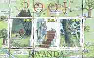 Rwanda 2000 Winnie the Pooh perf sheetlet containing set of 3 values unmounted mint, stamps on teddy bears, stamps on fairy tales, stamps on children
