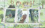 Rwanda 2000 Winnie the Pooh perf sheetlet containing set of 3 values unmounted mint, stamps on , stamps on  stamps on teddy bears, stamps on fairy tales, stamps on children