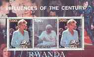 Rwanda 2000 Influences of the Century perf sheetlet containing set of 3 values (Diana & Pope with Elvis & Marilyn in margin) unmounted mint, stamps on , stamps on  stamps on personalities, stamps on diana, stamps on pope, stamps on elvis, stamps on  stamps on marilyn monroe