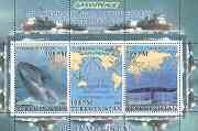 Turkmenistan 2000 Greenpeace #1 perf sheetlet containing set of 3 values (Whales, Ships & Map) unmounted mint, stamps on , stamps on  stamps on environment, stamps on whales, stamps on ships, stamps on maps