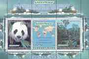 Turkmenistan 2000 Greenpeace #2 perf sheetlet containing set of 3 values (Panda, Ships, Forest & Map) unmounted mint, stamps on environment, stamps on pandas, stamps on ships, stamps on maps, stamps on trees