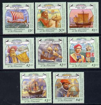 St Vincent - Bequia 1988 Explorers perf set of 8 unmounted mint* , stamps on explorers, stamps on personalities, stamps on columbus, stamps on vikings, stamps on ships